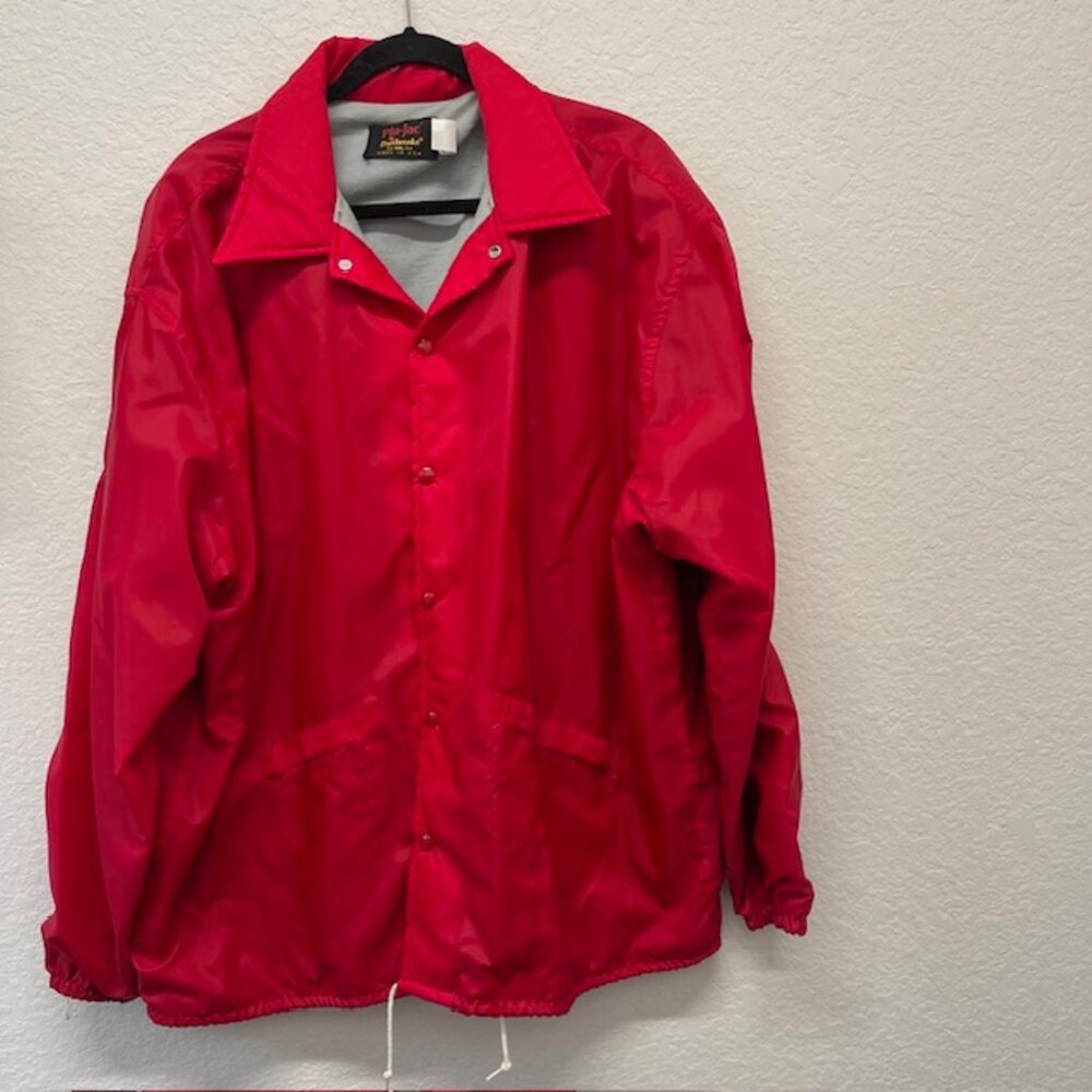 Pla-Jac by Dunbrooke Fleece Lined Red Made In USA Size XXL 52 Windbreaker Jacket